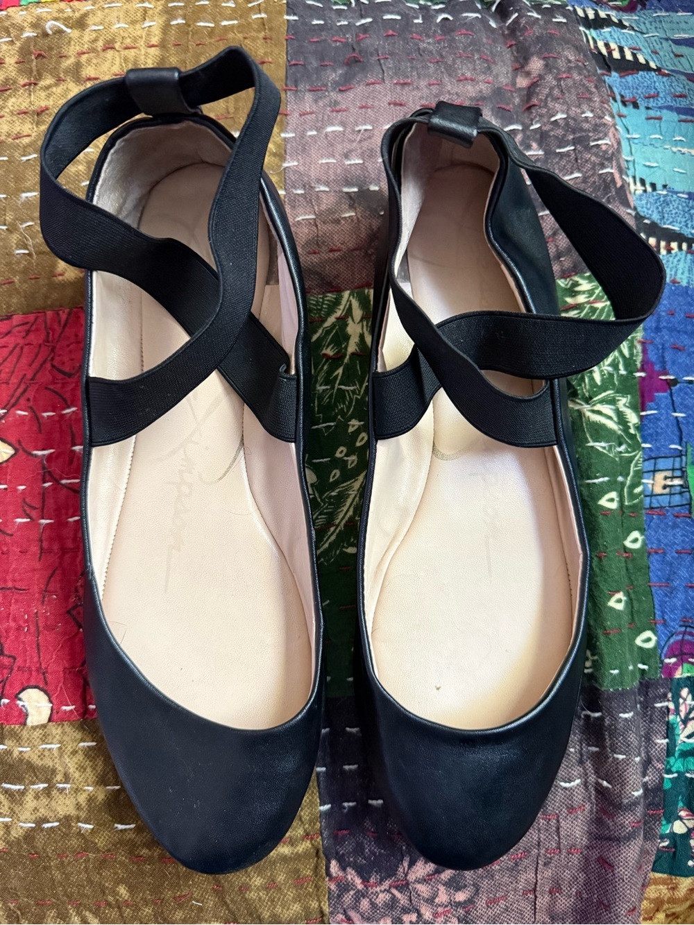 Jessica Simpson Black Ballet Flats with Elastic Cross-Strap